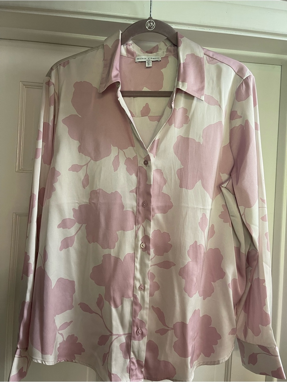 Maison Ullens Pink Floral Silk-Blend Button Front Blouse